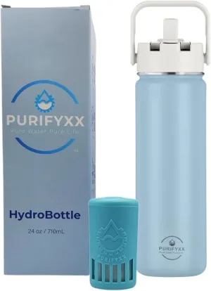 HydroBottle | Stainless Steel Filtered Water Bottle, 24 oz | BPA-Free, Removes Lead, Chlorine, Arsenic, VOCs | Filter Lasts 3 Months, Replaces 568 Plastic Bottles (Frost)