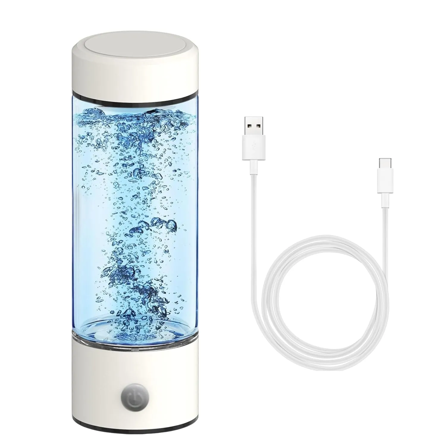 Hydrogen Water Bottle Generator,3 Min Quick Electrolysis,Portable Quick Rechargeable 1600PPB Hydrogen Water,with SPE/PEM Technology, for Home Office Travel Fitness Drinking (White)