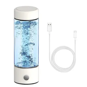 Hydrogen Water Bottle Generator,3 Min Quick Electrolysis,Portable Quick Rechargeable 1600PPB Hydrogen Water,with SPE/PEM Technology, for Home Office Travel Fitness Drinking (White)