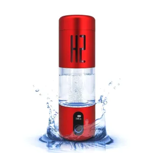 Hydrogen Water Bottle Generator,5000PPB Portable Hydrogen-Rich Water Maker with LCD Display, 2 Modes (3000/5000PPB), Compact & Lightweight, Red Aluminum Bottle for Office, Gym, Running