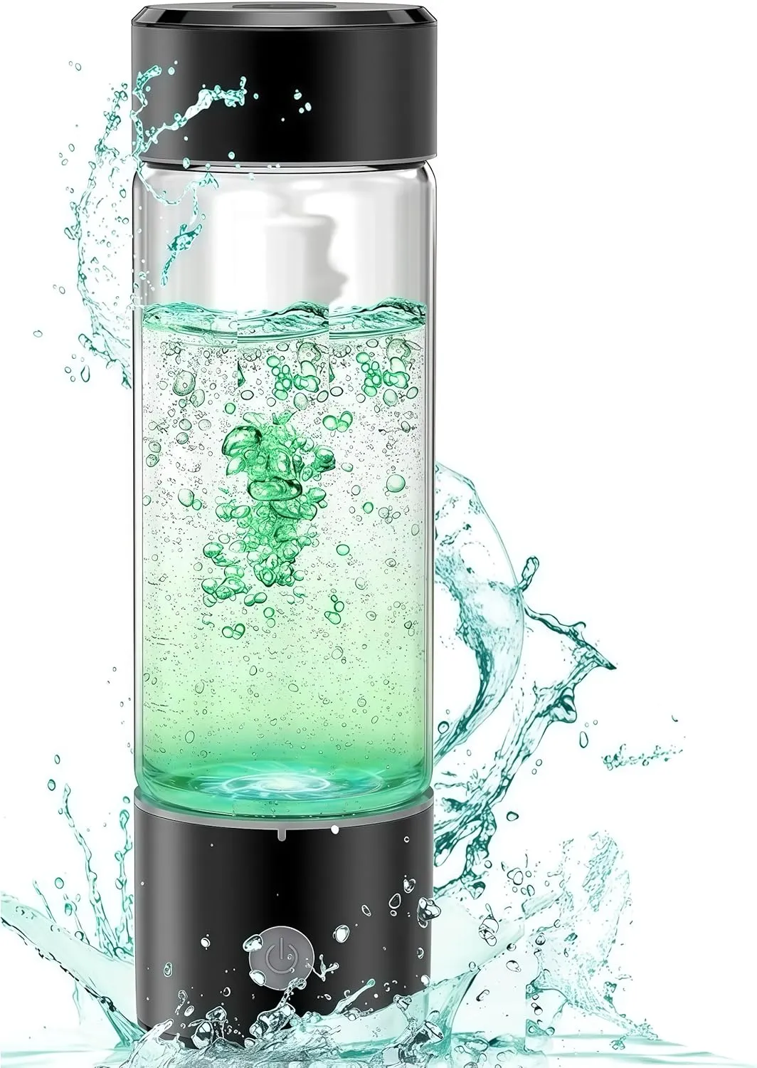 Hydrogen Water Bottle - Portable Hydrogen Rich Water Generator with Electrolyte, Alkaline Ionized Water Cup for Health & Wellness, 420ml, Rechargeable,Gifts for Women/Men (Business Black)