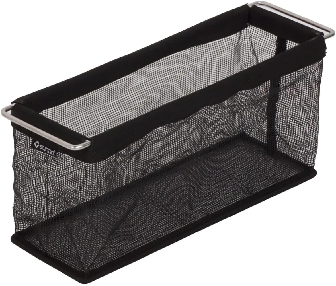 IGT Compatible Folding Mesh Drain Basket – Folding Table Storage Pouch-Stainless Steel Frame Hanging Rack, Outdoor Table Accessories for Camping and Picnics