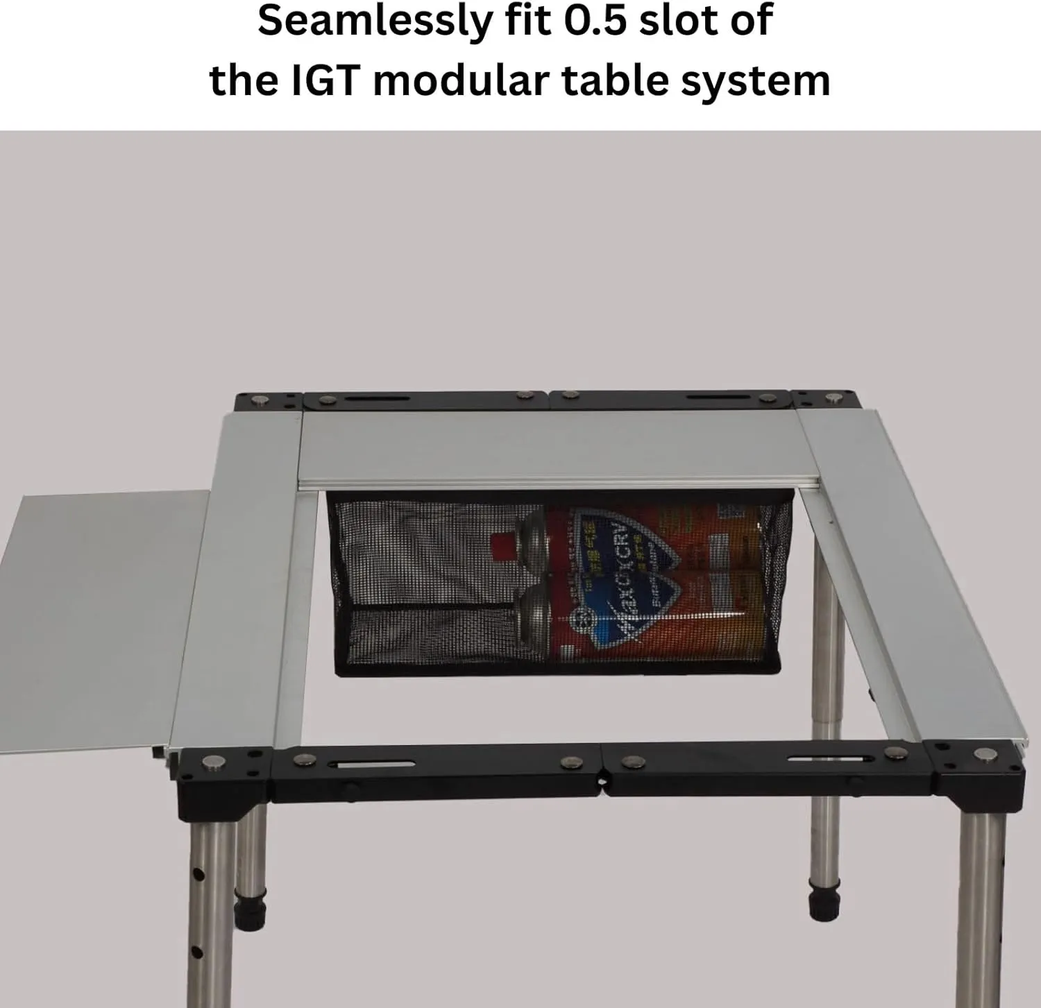 IGT Compatible Folding Mesh Drain Basket – Folding Table Storage Pouch-Stainless Steel Frame Hanging Rack, Outdoor Table Accessories for Camping and Picnics