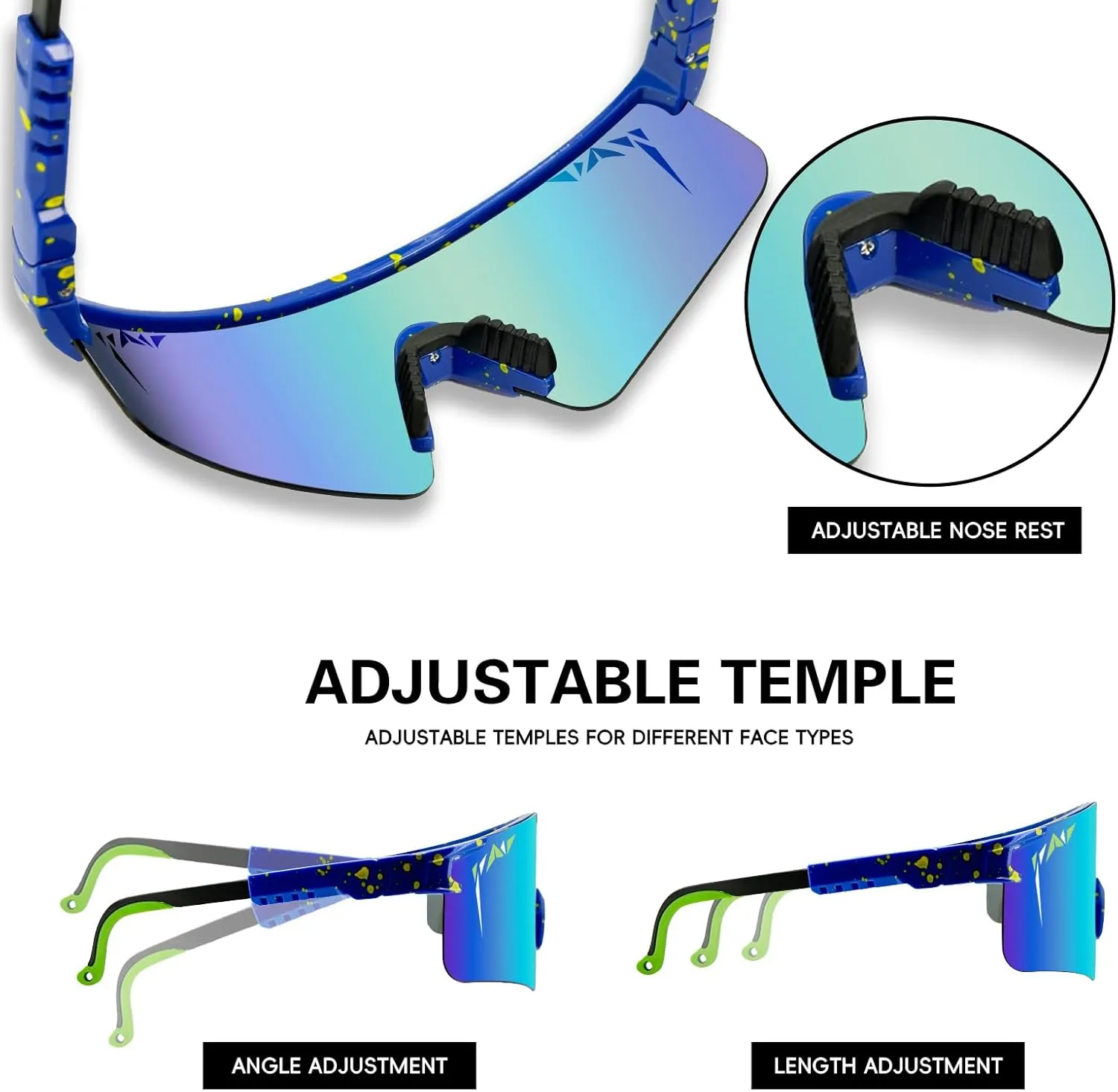 IKTOD Sports Polarized Sunglasses Men Women Anti-UV Baseball Sunglasses Youth Double Wide Cycling Running Softball Goggles