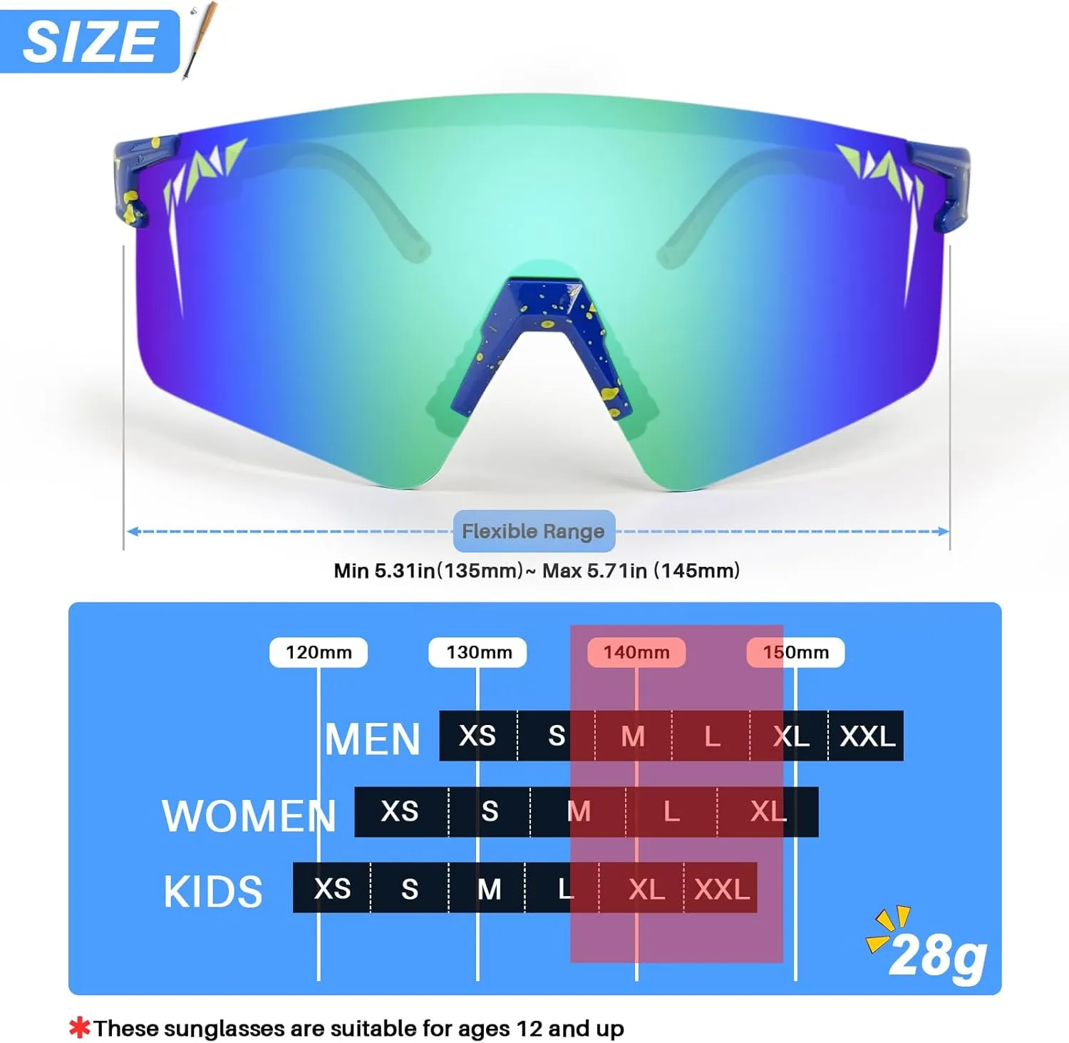 IKTOD Sports Polarized Sunglasses Men Women Anti-UV Baseball Sunglasses Youth Double Wide Cycling Running Softball Goggles