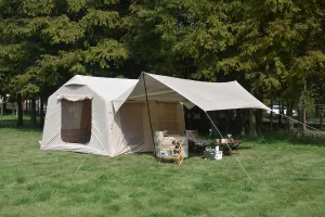 Inflatable Camping Tent for Family Adventures, Easy 5-Min Setup, Spacious for 7-8 People, Waterproof and Canopy, Beige