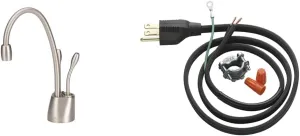 InSinkErator Contemporary Instant Hot and Cold Water Dispenser Faucet, Satin Nickel, F-HC1100SN and InSinkErator Garbage Disposal Power Cord Kit, CRD-00 , Black