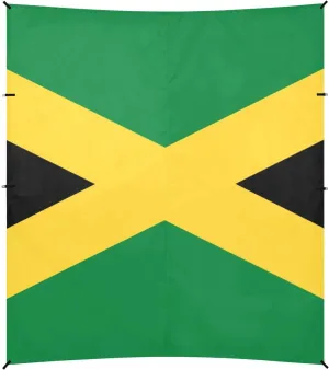 Jamaica Flag Beach Tent UPF50  Protection Easy Setup Shade Sun Shelter with Sandbags, Sand Shovel, Poles for Backyard and Camping
