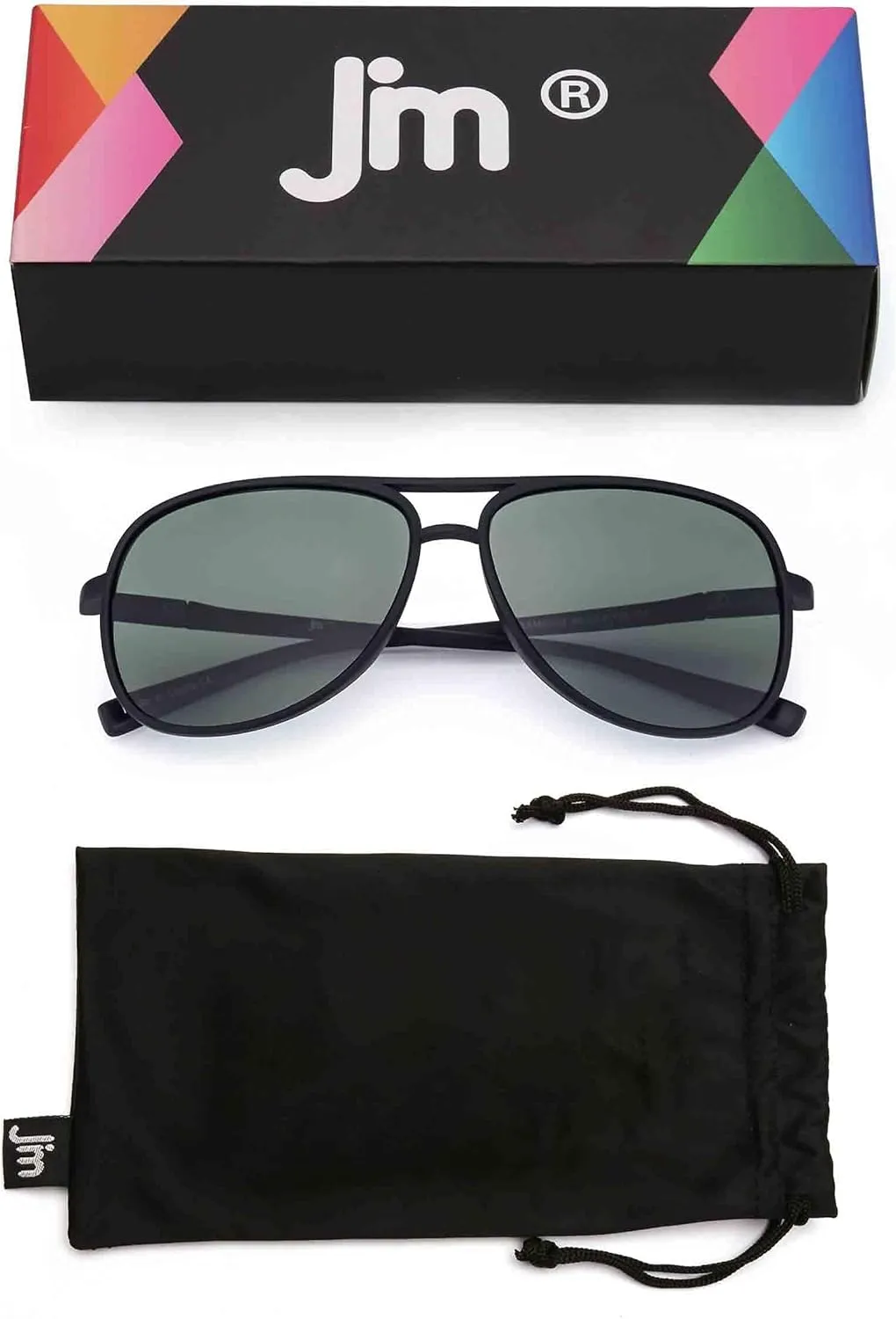 JM Retro Polarized Aviator Sunglasses for Men Women Tangle Free Oversized Plastic Sunglasses UV400 Protection