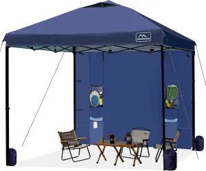 KAMPKEEPER 10x10 Pop Up Canopy Tent with Sidewall - Easy Setup Sun Shelter, Outdoor Shade with Vented Roof for Backyard | UV & Rain Portable Instant Camping Beach Canopy Tents (Navy Blue)