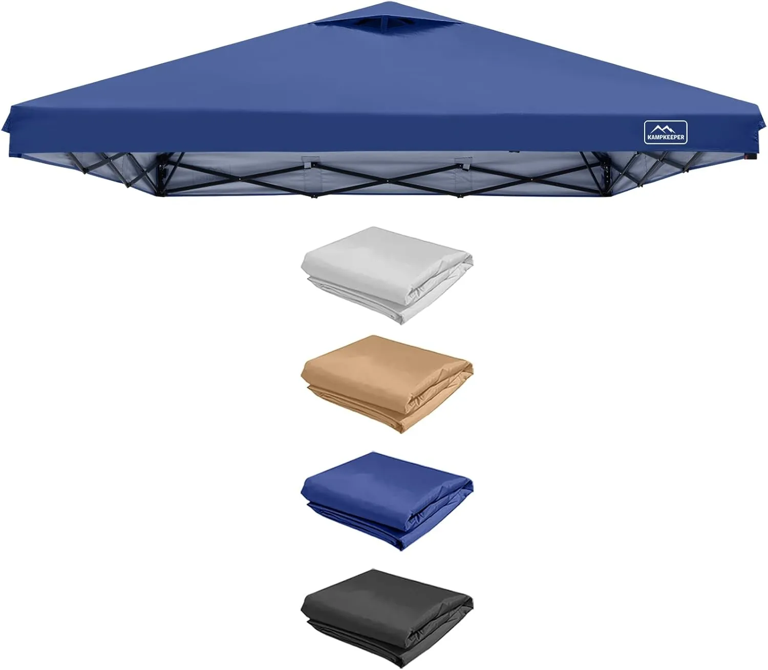 KAMPKEEPER 8x8 Replacement Top Pop Up Canopy Tent Top Cover Roof with Air Vent and Adjustable Elastic Strap, Polyester UV Waterproof for Outdoor Garden Patio Pavilion Sun Shade(Top Only) (Navy Blue)