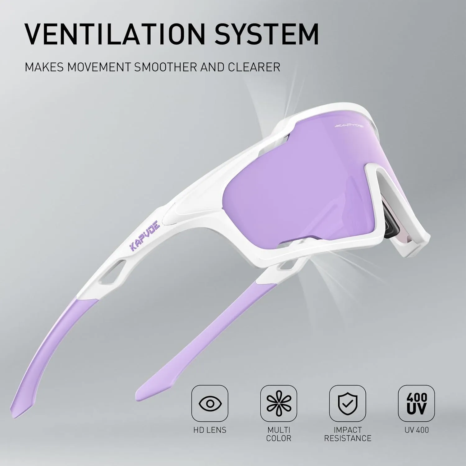 KAPVOE Cycling Glasses, PC Lens, Ventilation System, TR90 Frame, UV400 Protection, Men Women Sports Cycling Running K70