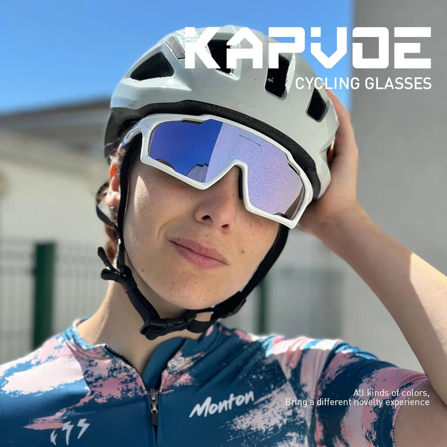 KAPVOE Cycling Glasses, PC Lens, Ventilation System, TR90 Frame, UV400 Protection, Men Women Sports Cycling Running K70