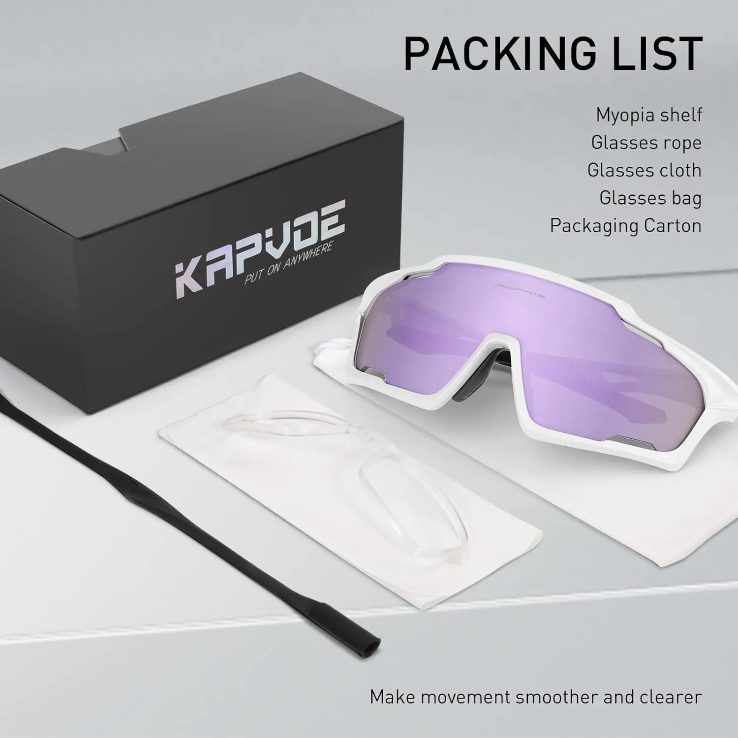 KAPVOE Cycling Glasses, PC Lens, Ventilation System, TR90 Frame, UV400 Protection, Men Women Sports Cycling Running K70