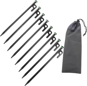 KESYOO 1set Tent Pegs Camping Stakes Steel Tent Stakes Metal Stakes for Ground Titanium Tent Stakes Tent Steaks Tent Stake Hammer Tent Spikes Tent Poles Anchor Stakes Carbon Steel