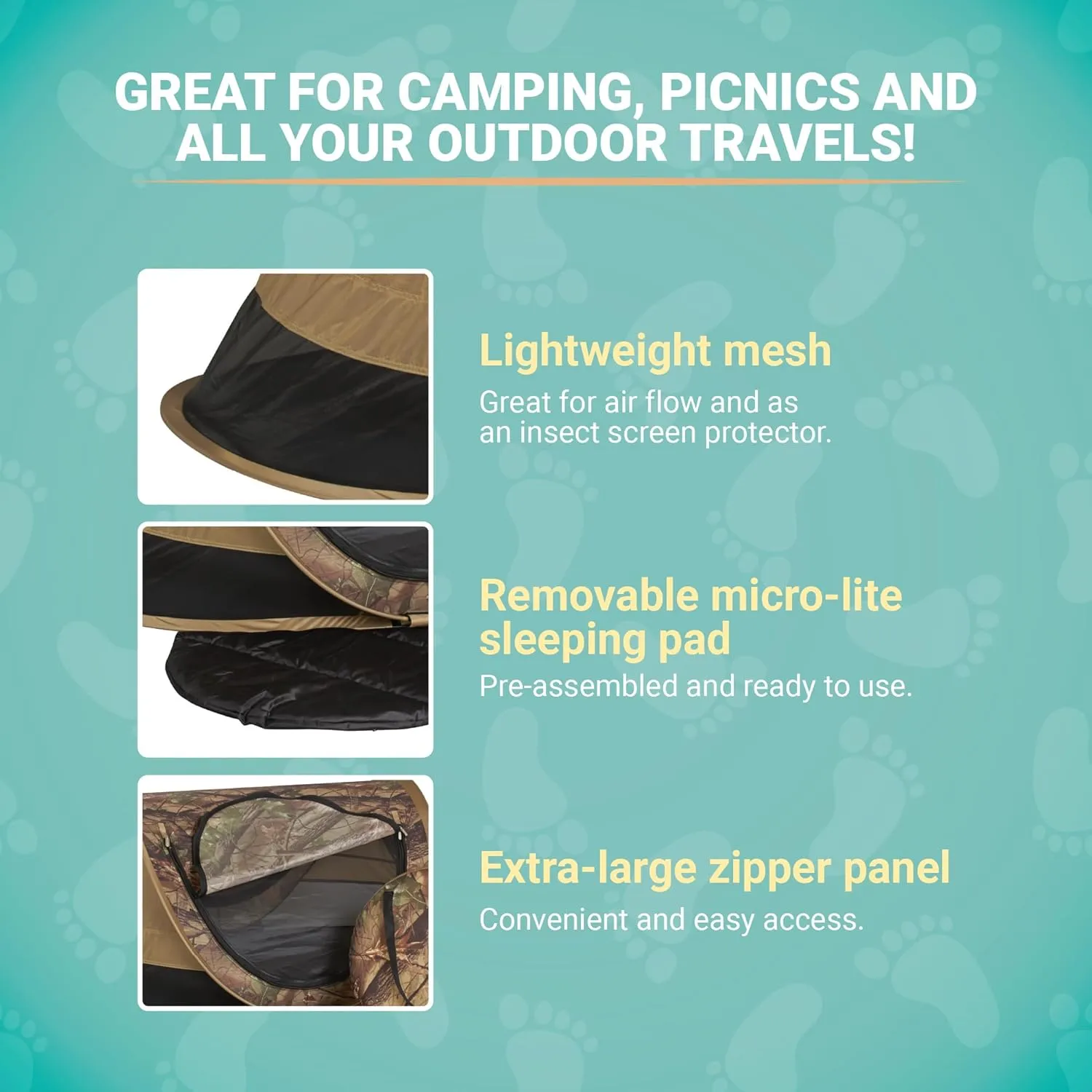 KidCo - Peapod Plus Portable Mesh Baby Toddler Travel Tent & Storage Bag, Play Tent, Pack and Play, Extra Room, Ages 6 Months - 5 Years (Camouflage)