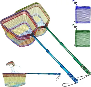 Kids Fishing Net - Extendable Telescopic Landing Net for Boy Girl Children Catching Small Fish Crab Shrimp Minnow Dragonfly Beach Pier Lake River Ocean
