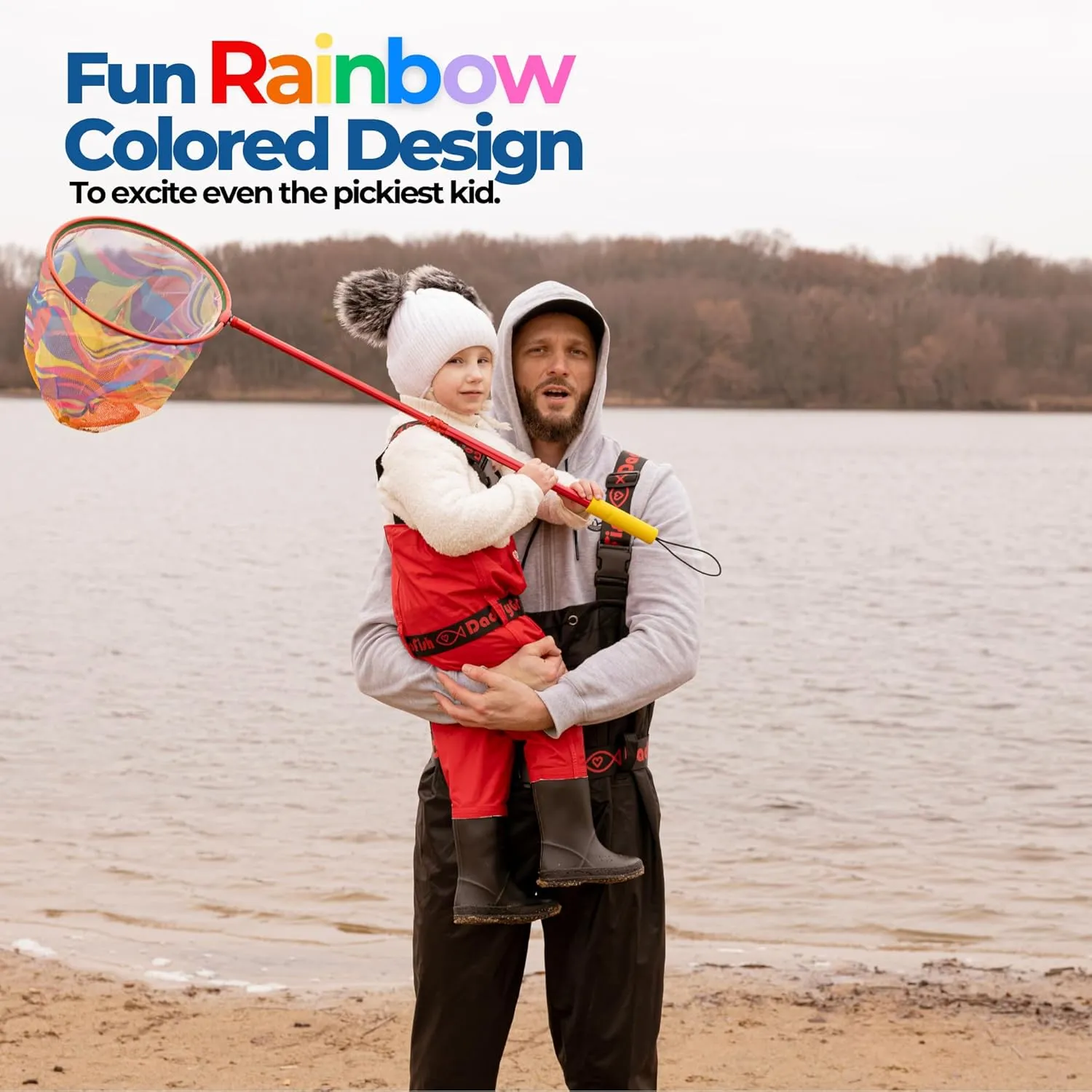 Kids Fishing Net - Extendable Telescopic Landing Net for Boy Girl Children Catching Small Fish Crab Shrimp Minnow Dragonfly Beach Pier Lake River Ocean