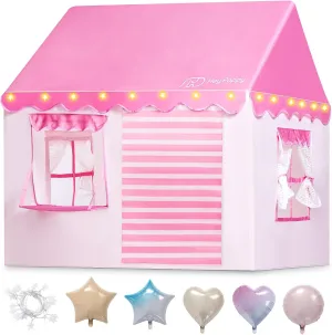 Kids Play Tent, Toddler Tent Playhouse for Kid Indoor & Outdoor, 48.5"x39.4"x48.5" Play Tents for Kid Toy House Gift with Window, Lights and Balloons, Pink