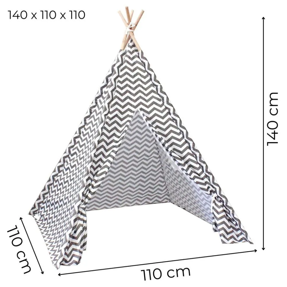 Kids Teepee Tent with Side Window - Wave Stripe