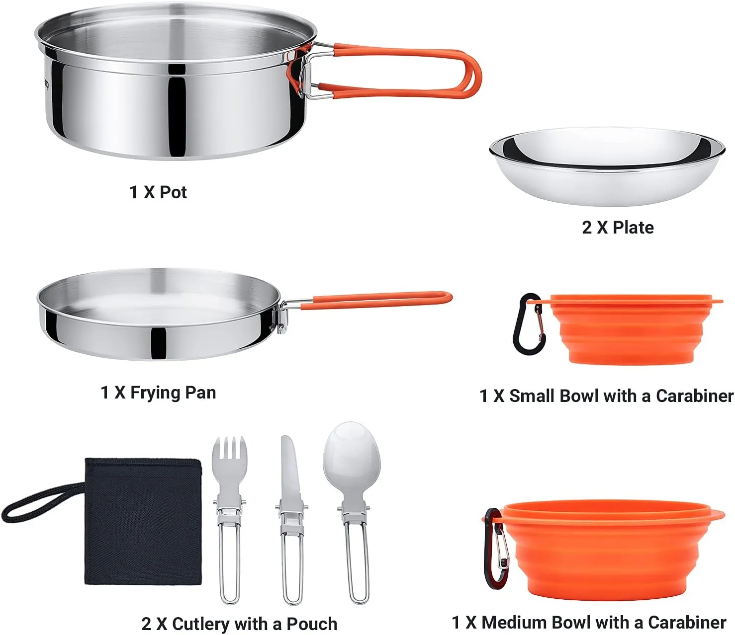 KingCamp Camping Cookware Mess Kit 17/25 pcs Open Fire Cookware Backpacking Cooking Mess Kit Cooking Equipment Lightweight Pots and Pans Set for Camping Hiking Picnic