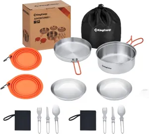 KingCamp Camping Cookware Mess Kit 17/25 pcs Open Fire Cookware Backpacking Cooking Mess Kit Cooking Equipment Lightweight Pots and Pans Set for Camping Hiking Picnic