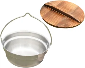 Kisangel 1set Stainless Steel Camping Pot Non-Stick for Outdoor Cooking for Soup Ramen Noodles and Hot Pot Great for Camping and Picnics