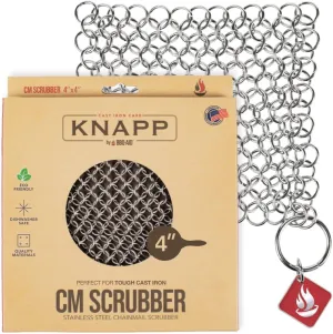 Knapp Made Original CM Scrubber 4" Chainmail Scrubber - Cleaner For Cast Iron, Stainless Steel, Hard Anodized Cookware and Other Pots & Pans