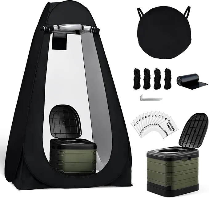 KNINE OUTDOORS Portable Camping Toilets for Adult, Outdoor Toilet for Camping, Privacy Tent with Carry Bags, Portable Potty, Washable and Foldable for RV Travel