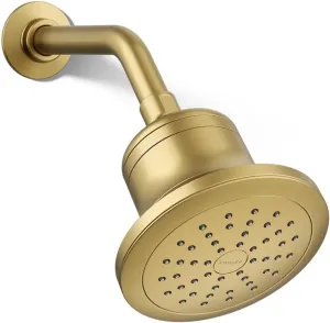 KOHLER K-33631-G-2MB Cinq Single-Function Filtered Shower Head, Round Fixed Showerhead with Filter for Hard Water, 1.75 gpm, Vibrant Brushed Moderne Brass