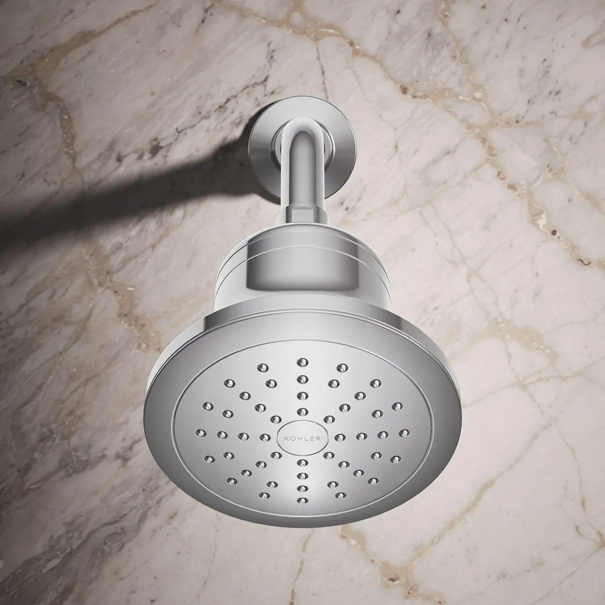 KOHLER K-33631-G-CP Cinq Single-Function Filtered Shower Head, Round Fixed Showerhead with Filter for Hard Water, 1.75 gpm, Polished Chrome