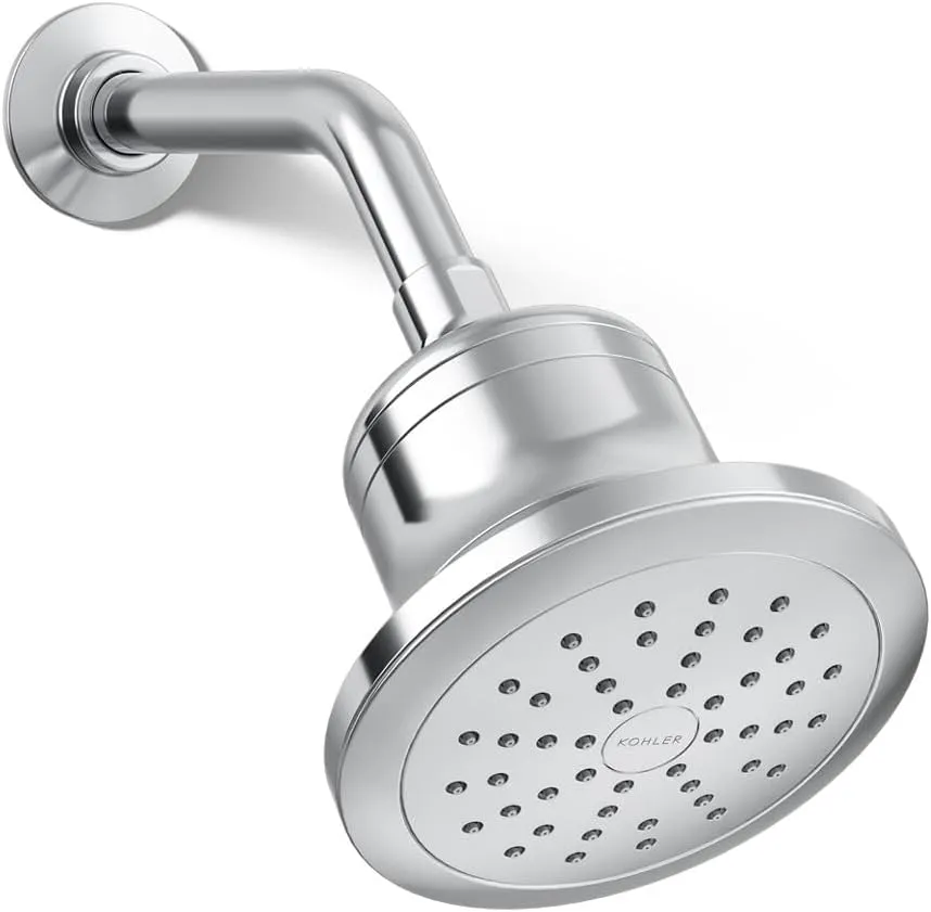 KOHLER K-33631-G-CP Cinq Single-Function Filtered Shower Head, Round Fixed Showerhead with Filter for Hard Water, 1.75 gpm, Polished Chrome