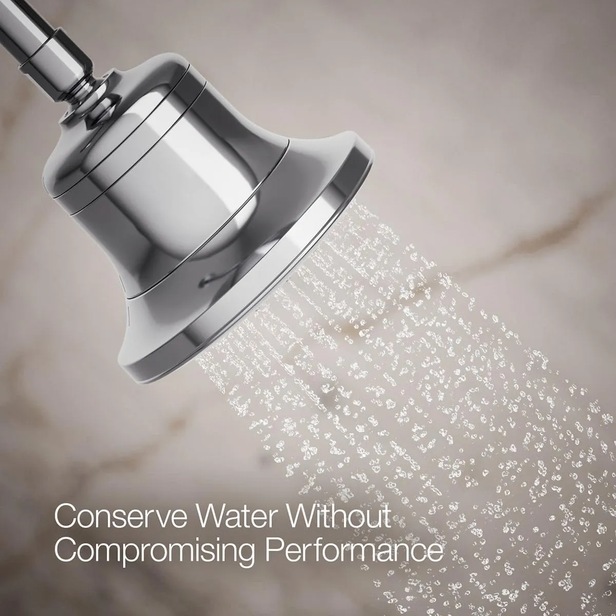 KOHLER K-33631-G-CP Cinq Single-Function Filtered Shower Head, Round Fixed Showerhead with Filter for Hard Water, 1.75 gpm, Polished Chrome