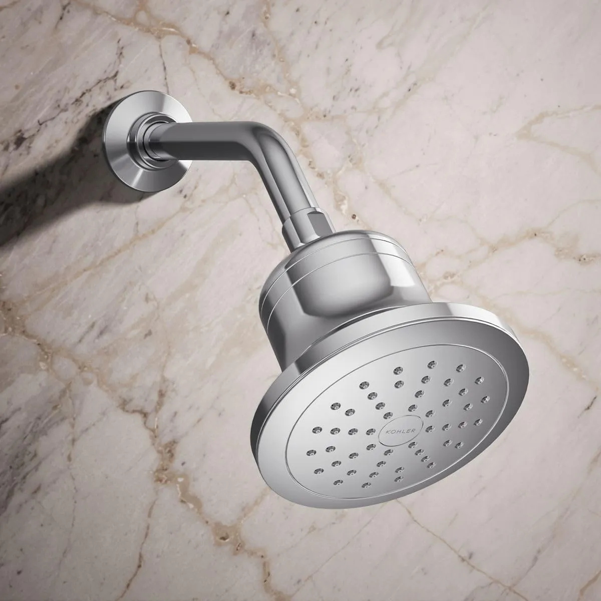 KOHLER K-33631-G-CP Cinq Single-Function Filtered Shower Head, Round Fixed Showerhead with Filter for Hard Water, 1.75 gpm, Polished Chrome