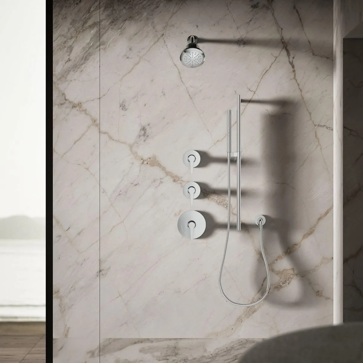 KOHLER K-33631-G-CP Cinq Single-Function Filtered Shower Head, Round Fixed Showerhead with Filter for Hard Water, 1.75 gpm, Polished Chrome