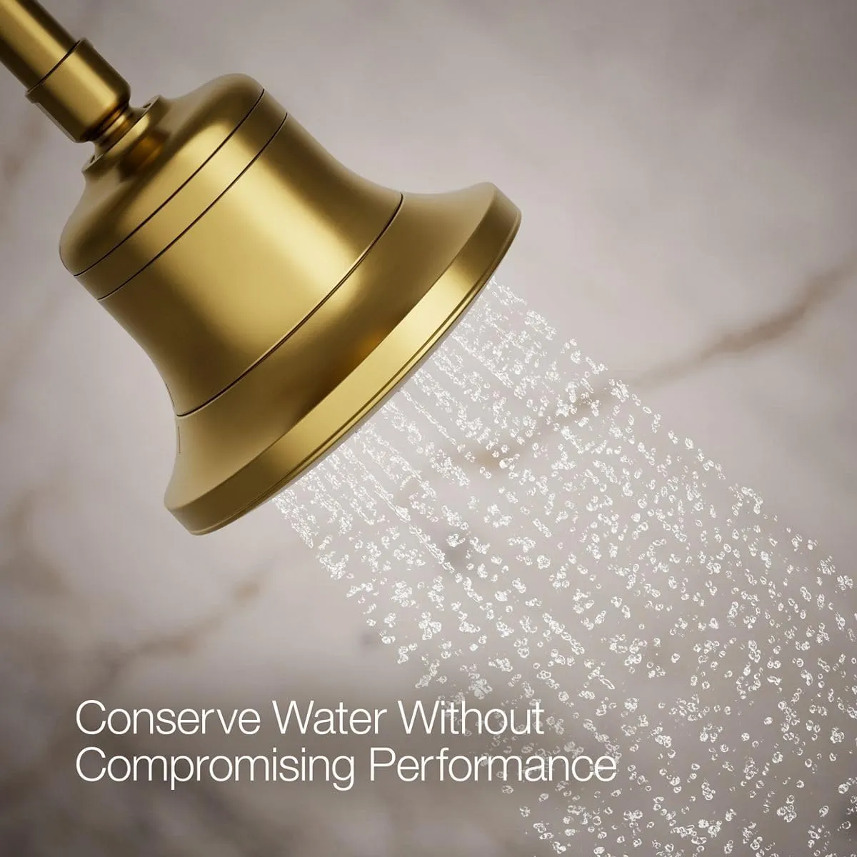 KOHLER K-33631-Y-2MB Cinq Single-Function Filtered Shower Head, Round Fixed Showerhead with Filter for Hard Water, 2.5 gpm, Vibrant Brushed Moderne Brass