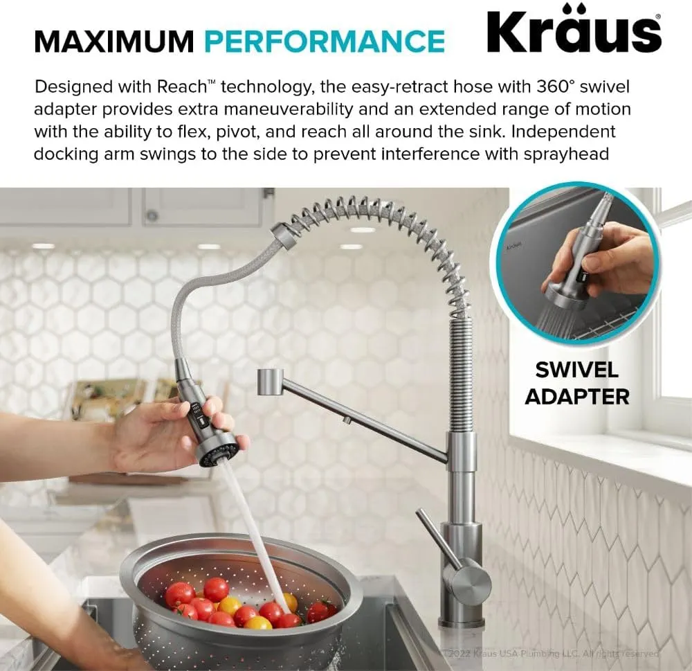 Kraus Bolden 2-in-1 Pull-Down Single Handle Kitchen Sink Filter Water Faucet for Reverse Osmosis or Water Filtration System in Brushed Brass, KFF-1610BB