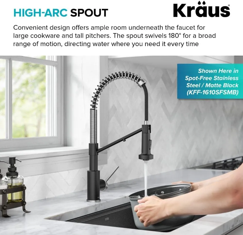 Kraus Bolden 2-in-1 Pull-Down Single Handle Kitchen Sink Filter Water Faucet for Reverse Osmosis or Water Filtration System in Brushed Brass, KFF-1610BB