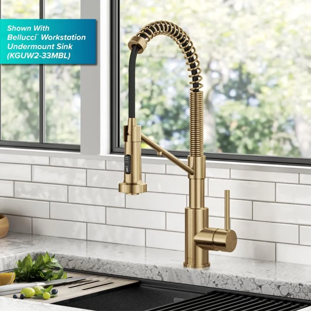 Kraus Bolden 2-in-1 Pull-Down Single Handle Kitchen Sink Filter Water Faucet for Reverse Osmosis or Water Filtration System in Brushed Brass, KFF-1610BB