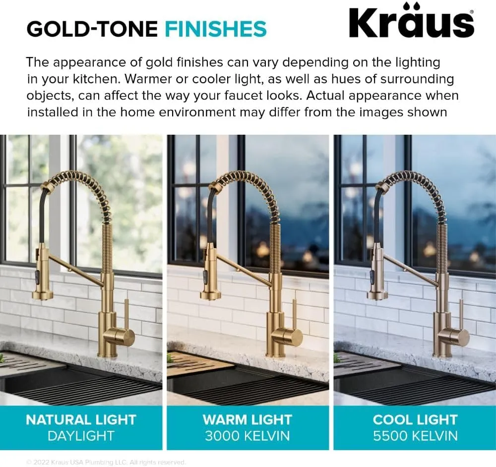 Kraus Bolden 2-in-1 Pull-Down Single Handle Kitchen Sink Filter Water Faucet for Reverse Osmosis or Water Filtration System in Brushed Brass, KFF-1610BB