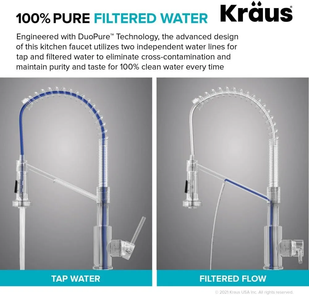 Kraus Bolden 2-in-1 Pull-Down Single Handle Kitchen Sink Filter Water Faucet for Reverse Osmosis or Water Filtration System in Spot-Free Stainless Steel, KFF-1610SFS
