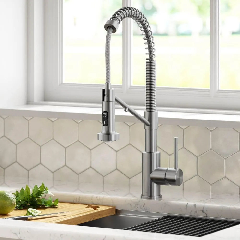 Kraus Bolden 2-in-1 Pull-Down Single Handle Kitchen Sink Filter Water Faucet for Reverse Osmosis or Water Filtration System in Spot-Free Stainless Steel, KFF-1610SFS