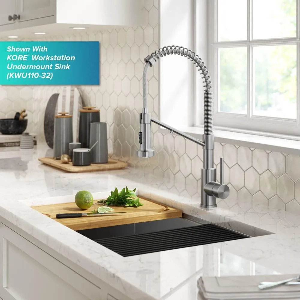 Kraus Bolden 2-in-1 Pull-Down Single Handle Kitchen Sink Filter Water Faucet for Reverse Osmosis or Water Filtration System in Spot-Free Stainless Steel, KFF-1610SFS
