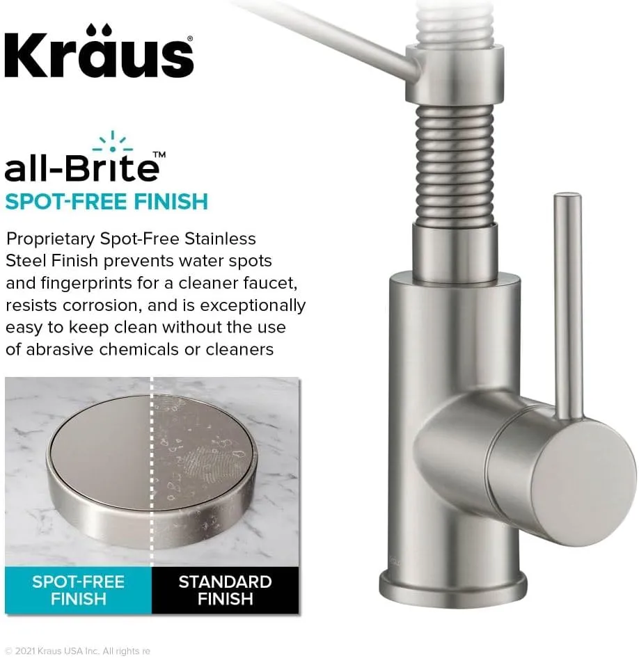 Kraus Bolden 2-in-1 Pull-Down Single Handle Kitchen Sink Filter Water Faucet for Reverse Osmosis or Water Filtration System in Spot-Free Stainless Steel, KFF-1610SFS