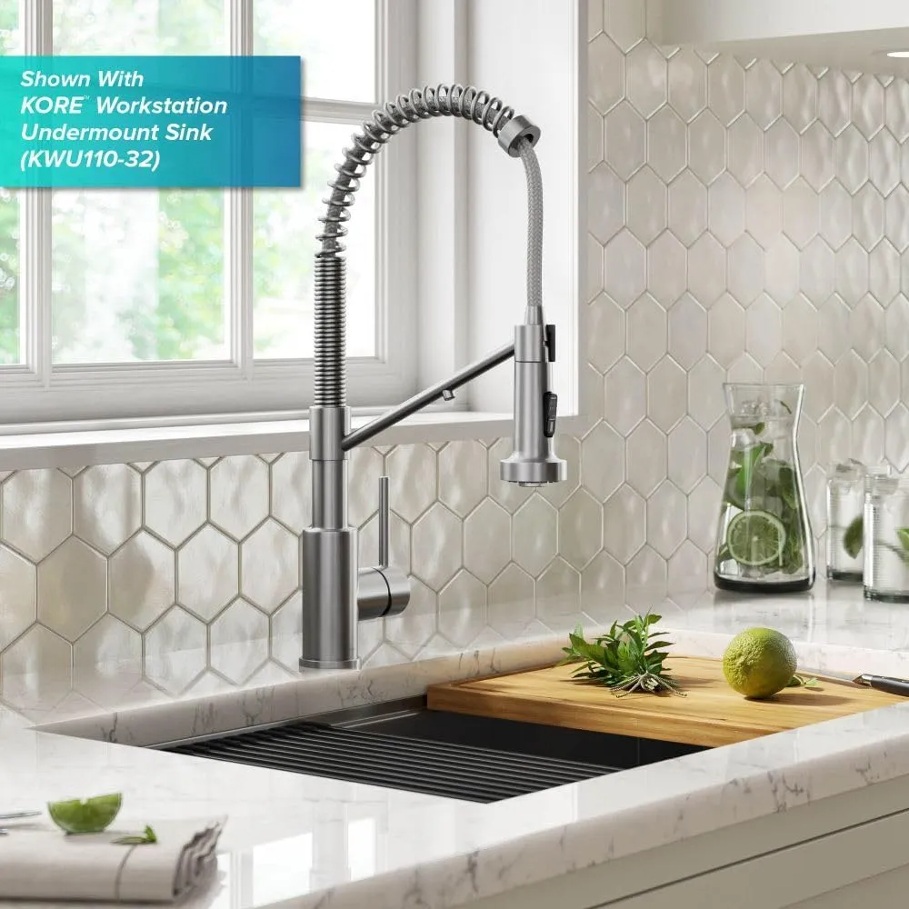 Kraus Bolden 2-in-1 Pull-Down Single Handle Kitchen Sink Filter Water Faucet for Reverse Osmosis or Water Filtration System in Spot-Free Stainless Steel, KFF-1610SFS