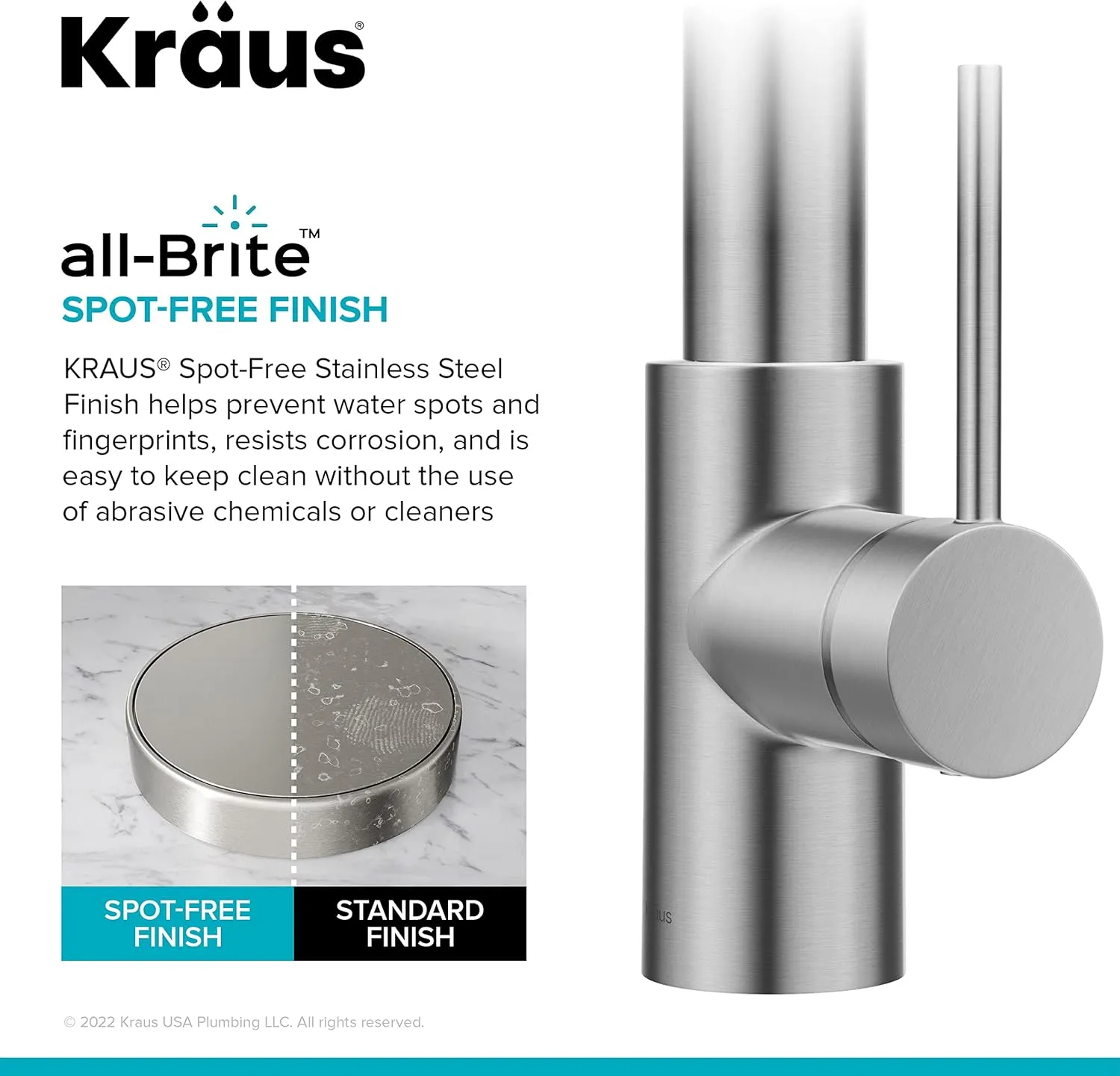 KRAUS Oletto 2-in-1 Commercial Style Pull-Down Single Handle Water Filter Kitchen Faucet for Reverse Osmosis or Water Filtration System in Spot-Free Stainless Steel, KFF-2631SFS