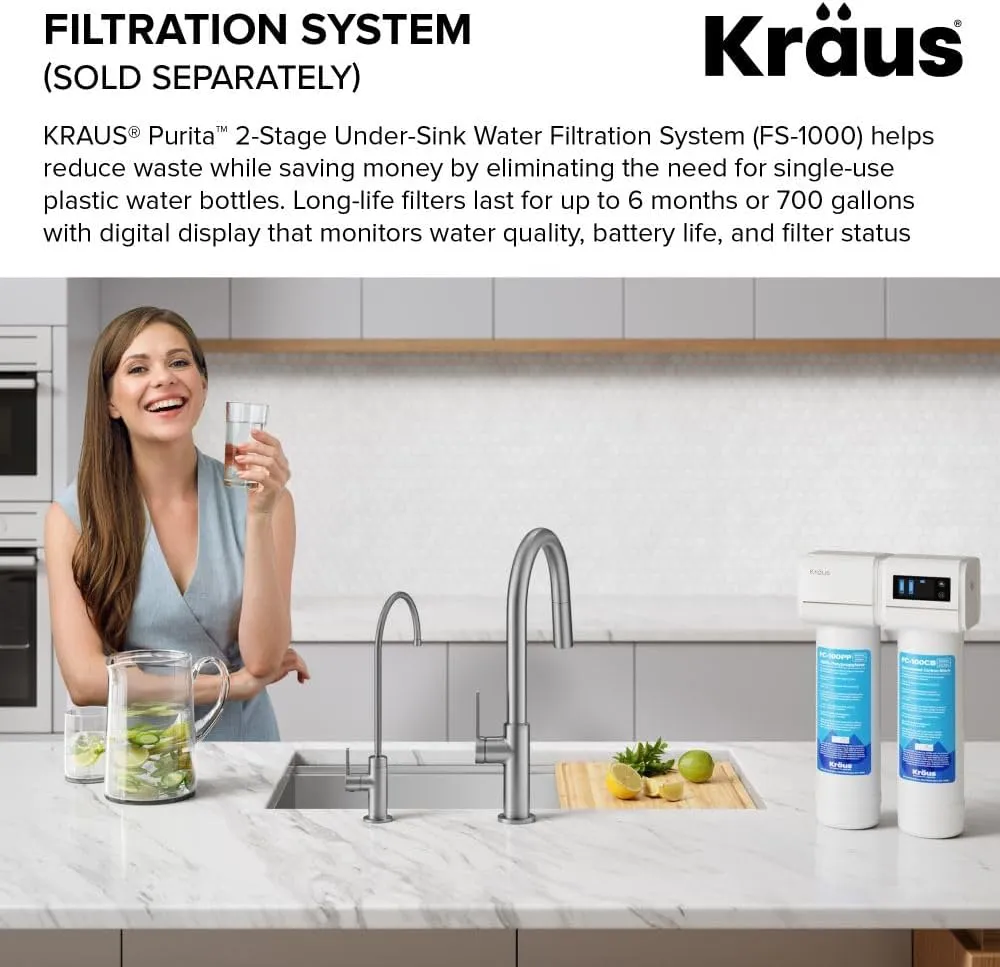 KRAUS Oletto High-Arc Single Handle Pull-Down Kitchen Sink Faucets in Brushed Brass, Kitchen Faucets with Pull Down Sprayer, FF-103BB