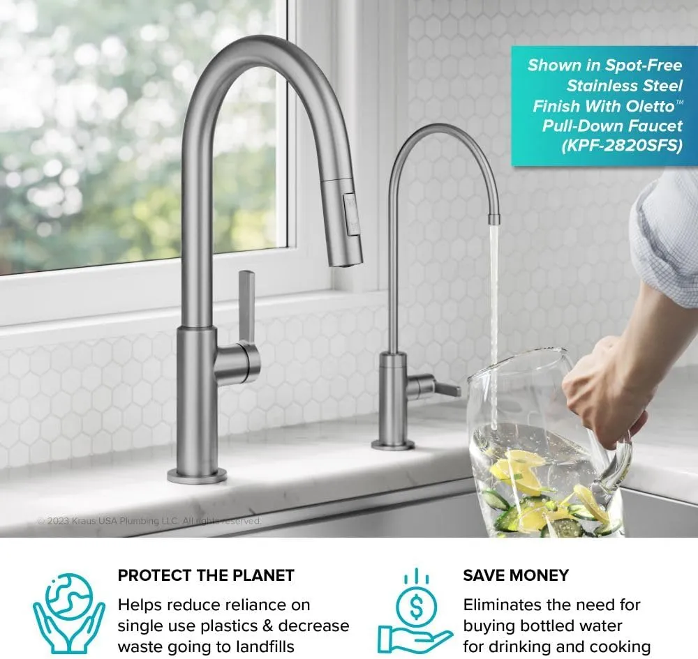 KRAUS Oletto High-Arc Single Handle Pull-Down Kitchen Sink Faucets in Brushed Brass, Kitchen Faucets with Pull Down Sprayer, FF-103BB