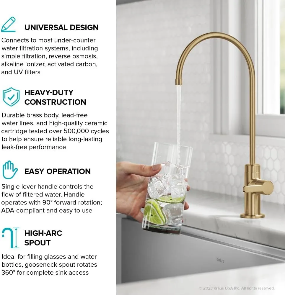 KRAUS Oletto High-Arc Single Handle Pull-Down Kitchen Sink Faucets in Brushed Brass, Kitchen Faucets with Pull Down Sprayer, FF-103BB