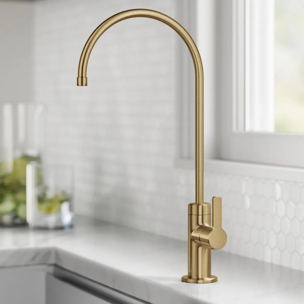 KRAUS Oletto High-Arc Single Handle Pull-Down Kitchen Sink Faucets in Brushed Brass, Kitchen Faucets with Pull Down Sprayer, FF-103BB